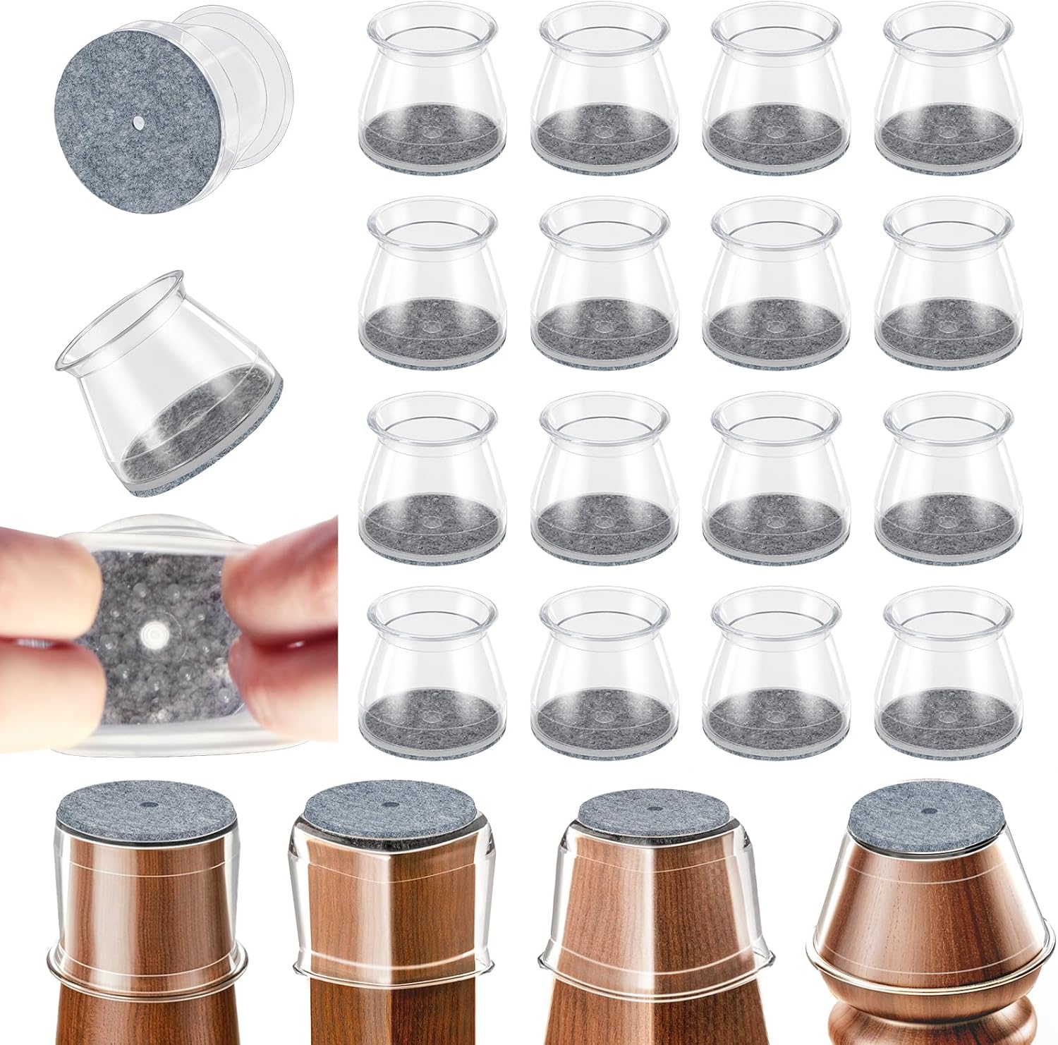 24-Pack Round Silicone Chair Leg Floor Protectors