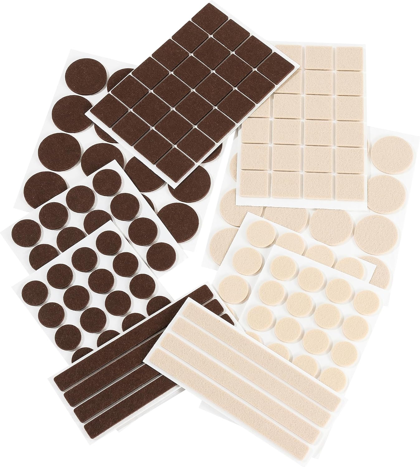 168-Piece Dual-Color Self-Adhesive Felt Furniture Pads