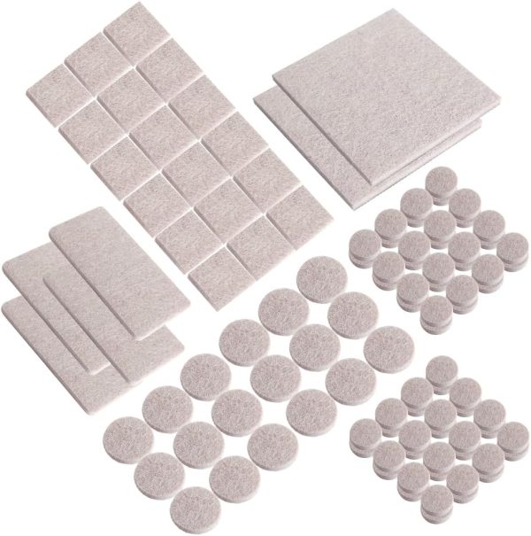 106-Piece Assorted Sizes Beige Self-Adhesive Felt Pads