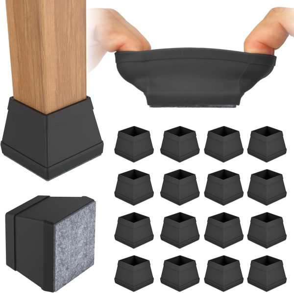 16-Pack Square Silicone Chair Leg Floor Protectors