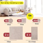 106-Piece Assorted Sizes Beige Self-Adhesive Felt Pads