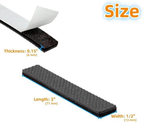 40-Piece 0.5x3 Inch Rubber Strips Non-Slip Furniture Pads