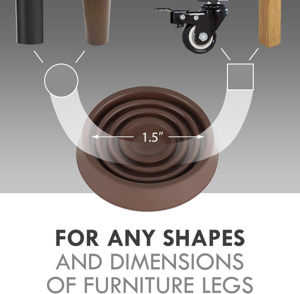 4-Pack 1.5-Inch Rubber Caster Cups Non-Slip Furniture Coasters