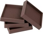 4-Pack 3x3 Inch Square Rubber Furniture Caster Cups
