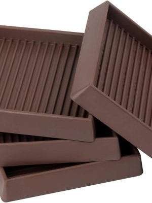 4-Pack 3x3 Inch Square Rubber Furniture Caster Cups
