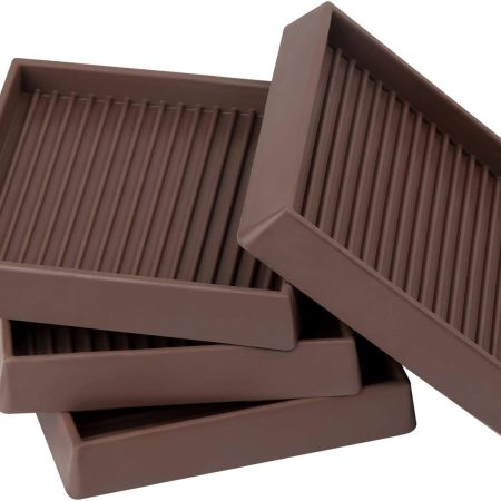 4-Pack 3x3 Inch Square Rubber Furniture Caster Cups