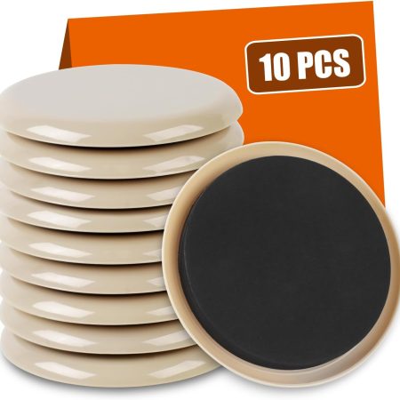 10-Pack 3.5-Inch Reusable Furniture Sliders for Hardwood
