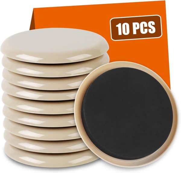 10-Pack 3.5-Inch Reusable Furniture Sliders for Hardwood