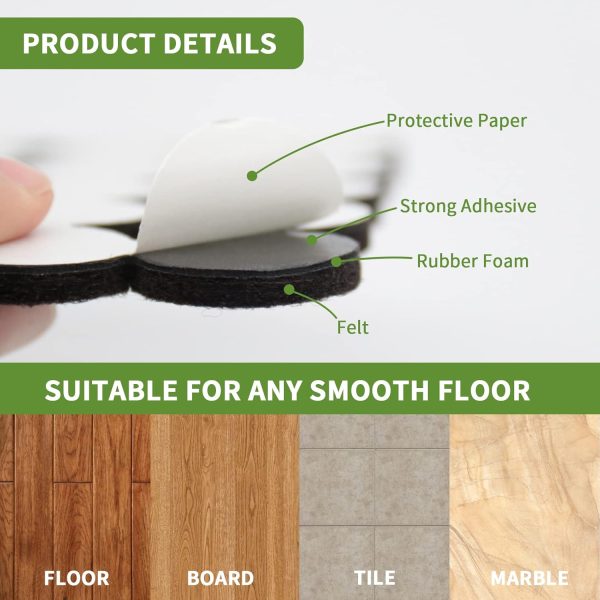 48-Piece Felt Pads for Hardwood Floor Protection