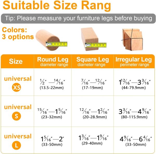 36-Pack Silicone Felt Chair Leg Floor Protectors for Hardwood