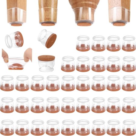 36-Pack Silicone Felt Chair Leg Floor Protectors for Hardwood
