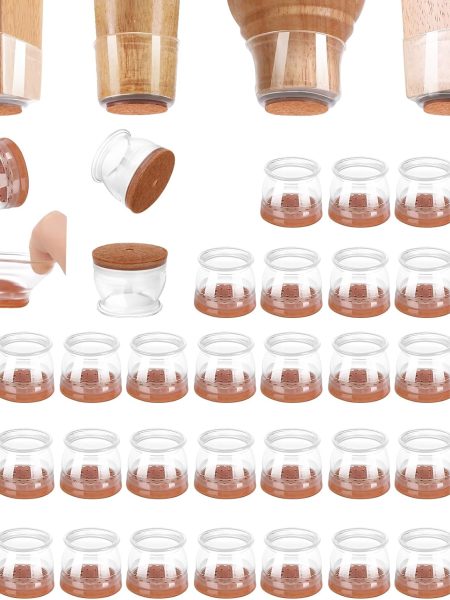 36-Pack Silicone Felt Chair Leg Floor Protectors for Hardwood