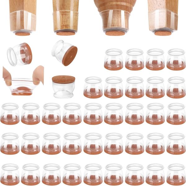 36-Pack Silicone Felt Chair Leg Floor Protectors for Hardwood