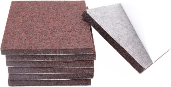 6-Piece 4x4 Inch Cuttable Square Felt Furniture Pads
