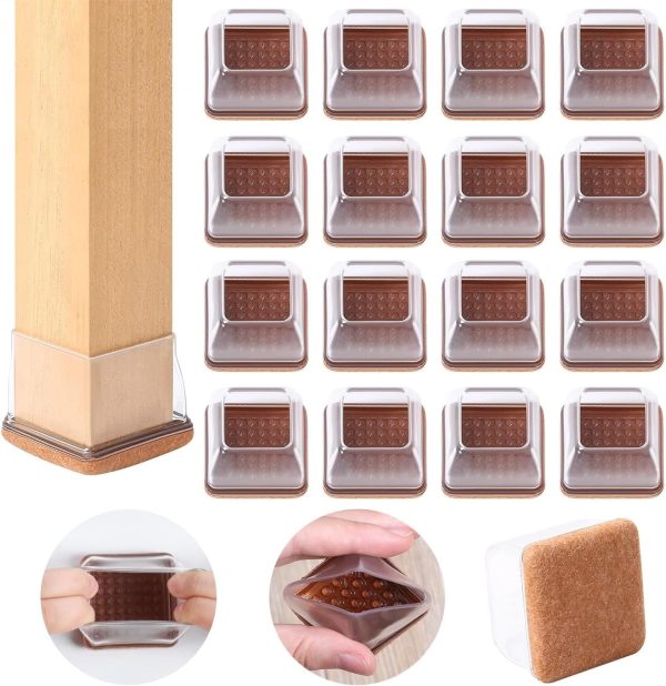 Silicone Felt Pads for Chair Legs (0.75-1 Inch)