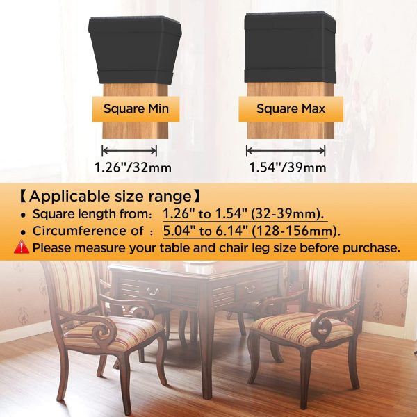 16-Pack Square Silicone Chair Leg Floor Protectors