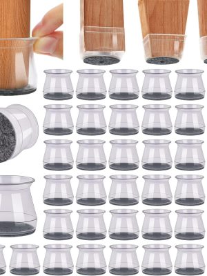 40-Pack Silicone Chair Leg Floor Protectors with Felt
