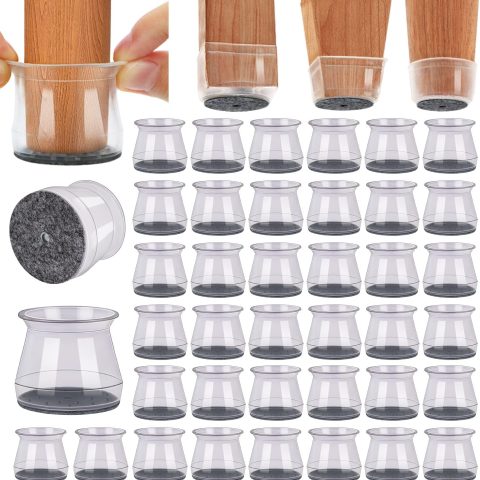 40-Pack Silicone Chair Leg Floor Protectors with Felt