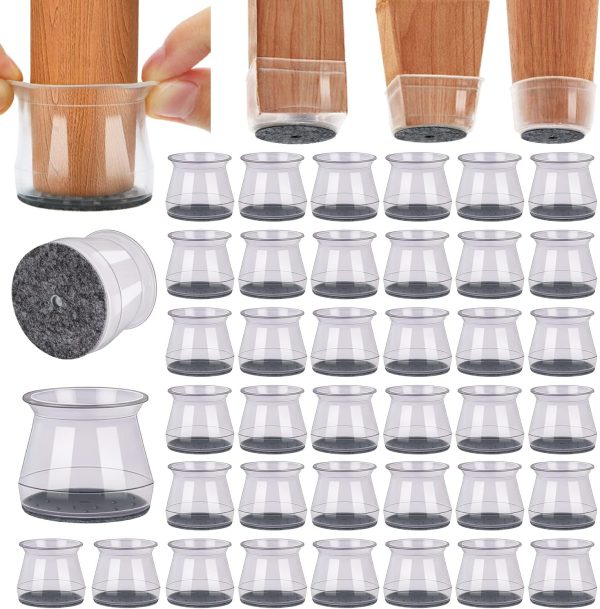 40-Pack Silicone Chair Leg Floor Protectors with Felt
