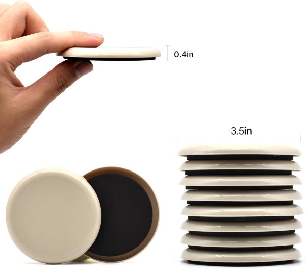8-Pack 3.5-Inch Reusable Round Furniture Sliders