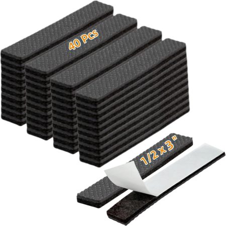 40-Piece 0.5x3 Inch Rubber Strips Non-Slip Furniture Pads