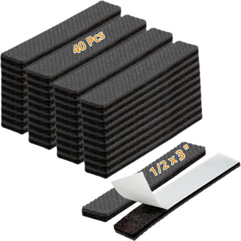 40-Piece 0.5x3 Inch Rubber Strips Non-Slip Furniture Pads