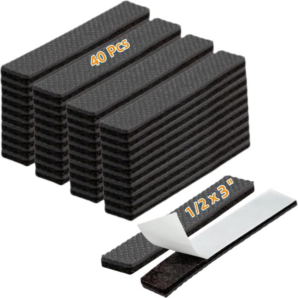 40-Piece 0.5x3 Inch Rubber Strips Non-Slip Furniture Pads