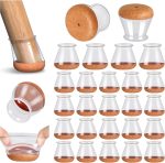 24-Pack Silicone Chair Leg Floor Protectors with Wrapped Felt