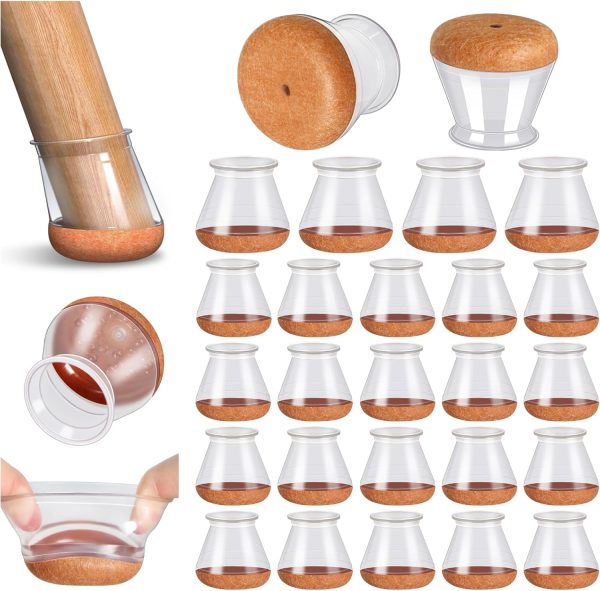 24-Pack Silicone Chair Leg Floor Protectors with Wrapped Felt