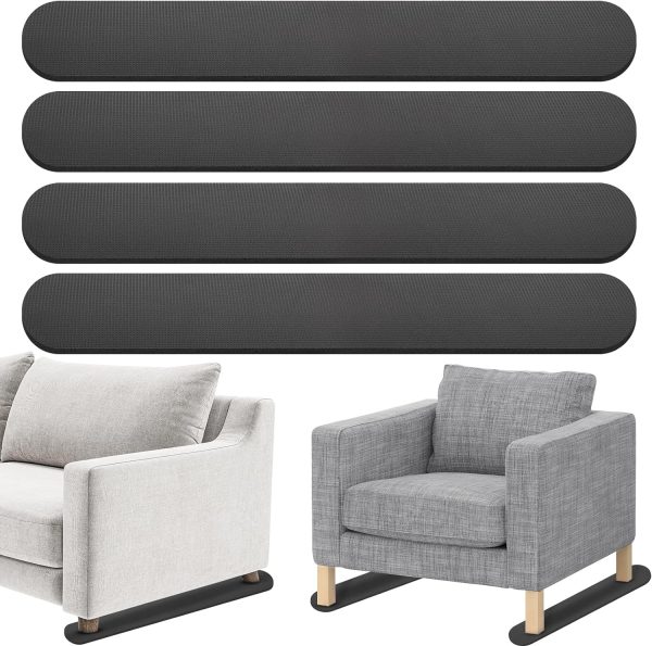 4-Pack 30.5x3.9 Inch Non-Slip Rubber Furniture Rail Pads