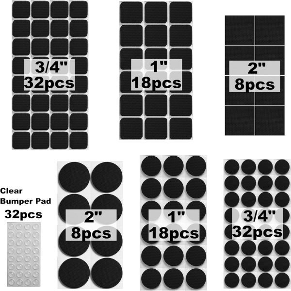 148-Piece Black Non-Slip Self-Adhesive Felt Furniture Pads