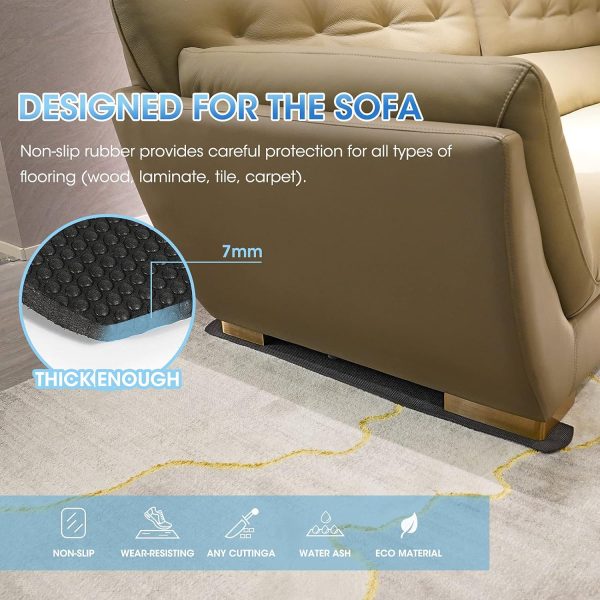 4-Pack 30.5x3.9 Inch Non-Slip Rubber Furniture Rail Pads