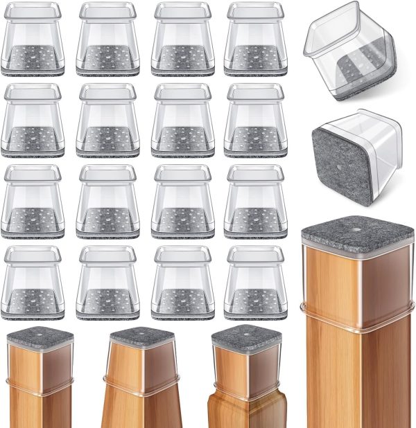 24-Pack Square Silicone Felt Furniture Leg Caps