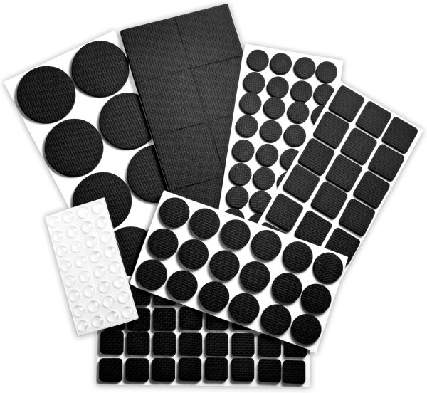 148-Piece Black Non-Slip Self-Adhesive Felt Furniture Pads
